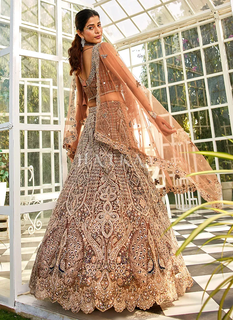 Light Brown Embroidery Bridal Lehenga Choli