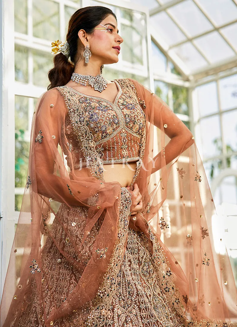 Light Brown Embroidery Bridal Lehenga Choli