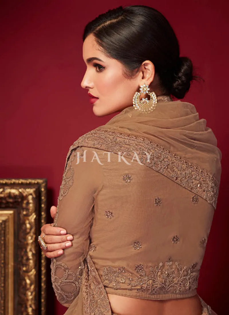 Light Brown Embroidery Lehenga Choli