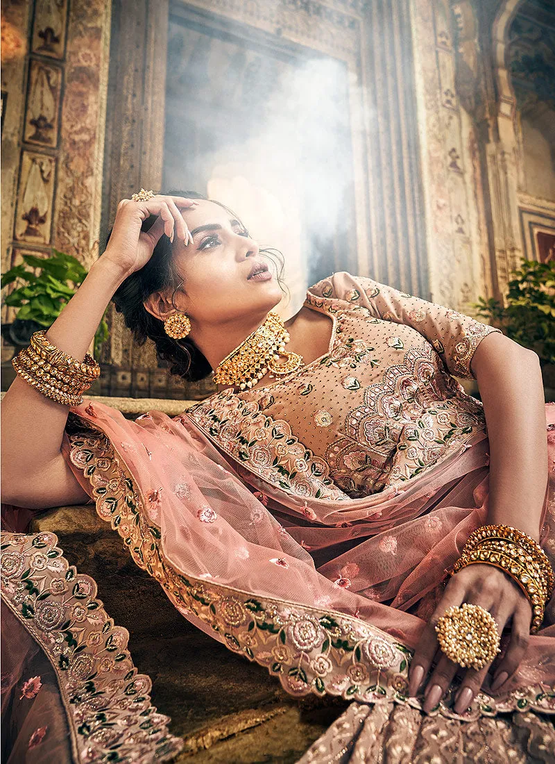 Light Brown Multi Embroidered Wedding Lehenga Choli