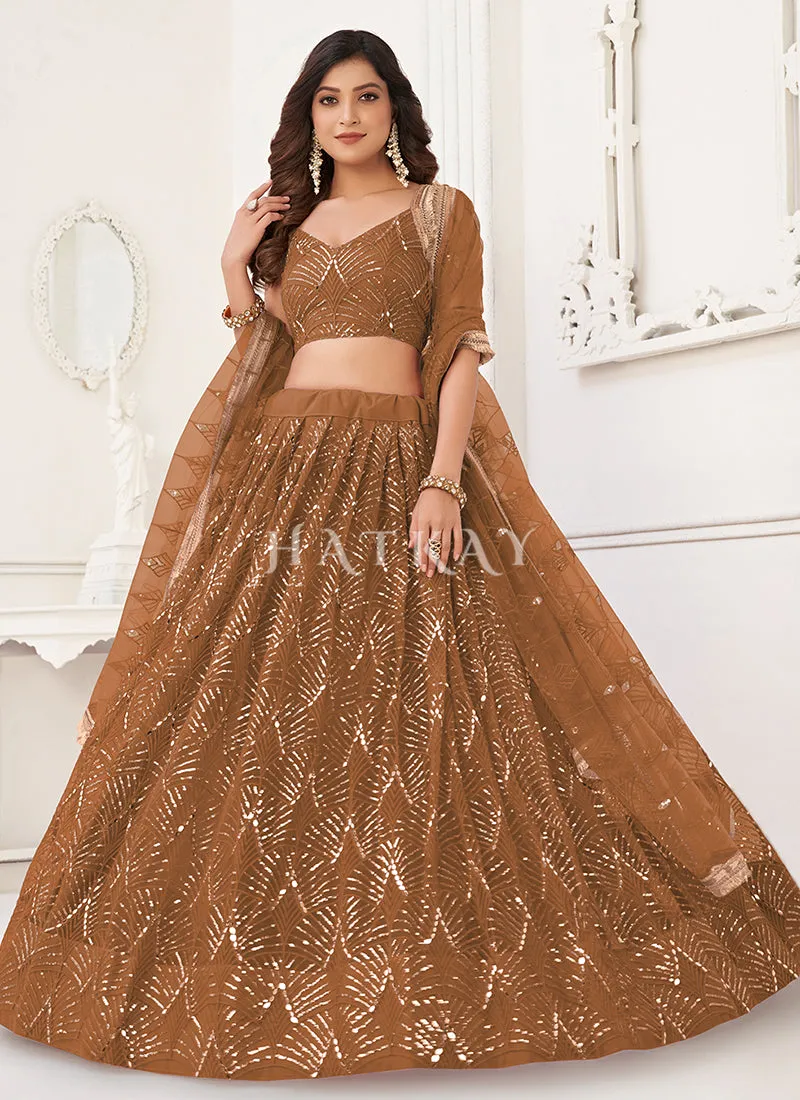 Light Brown Traditional Wedding Lehenga Choli
