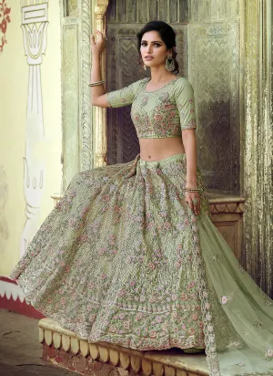 Light Green Sequence And Dori Embellished Designer Lehenga Choli