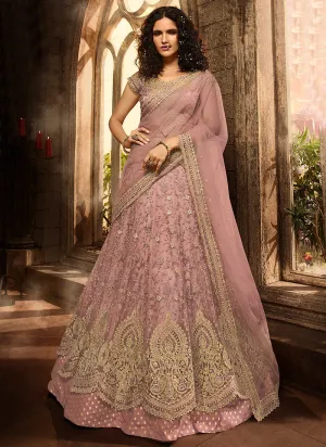 Lilac Purple Zari Embroidered Lehenga Choli Set