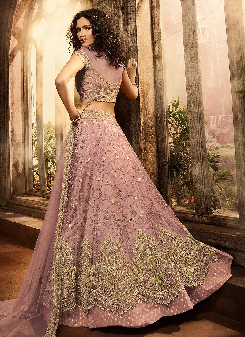 Lilac Purple Zari Embroidered Lehenga Choli Set