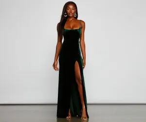 Liv Formal High Charming Slit Velvet Dress