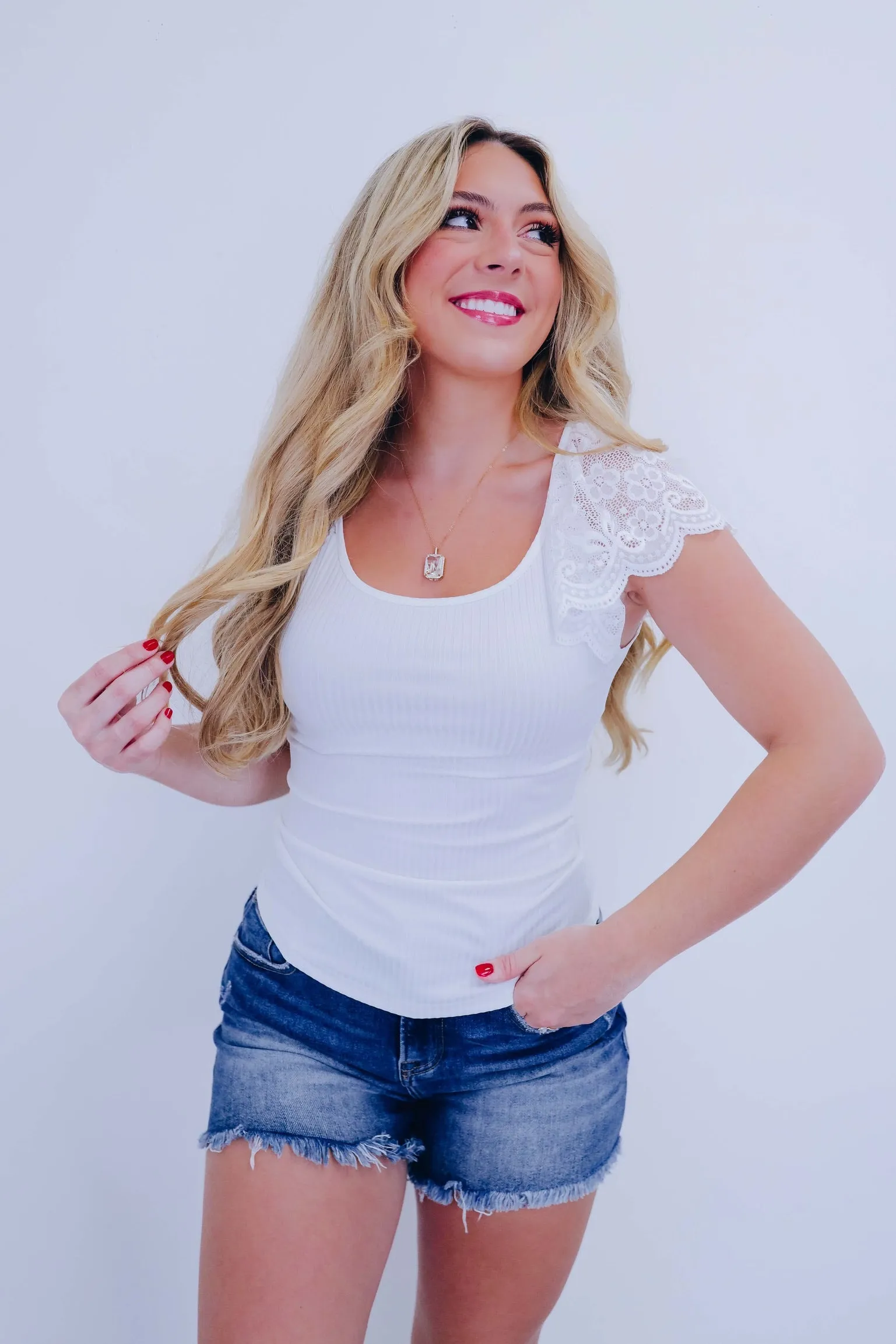 Lolita Lace Flutter Sleeve Top - White