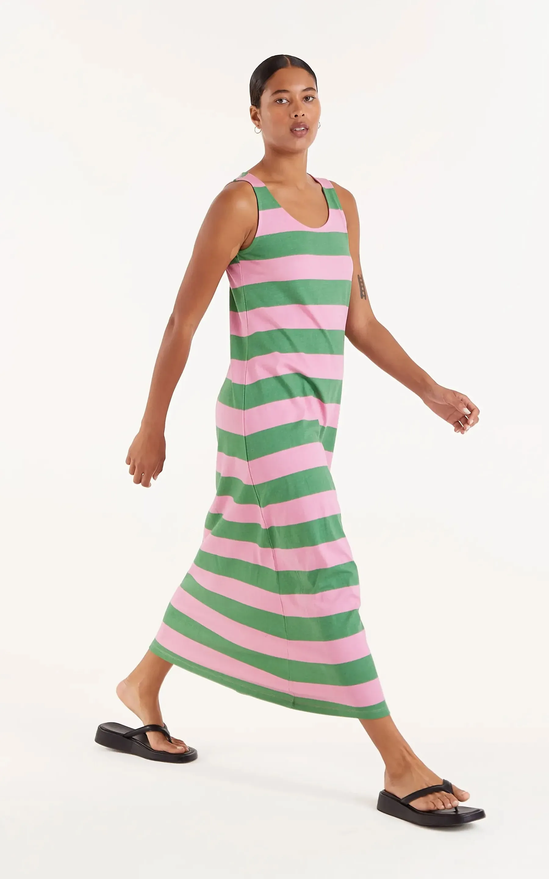 Long Green Striped Dress