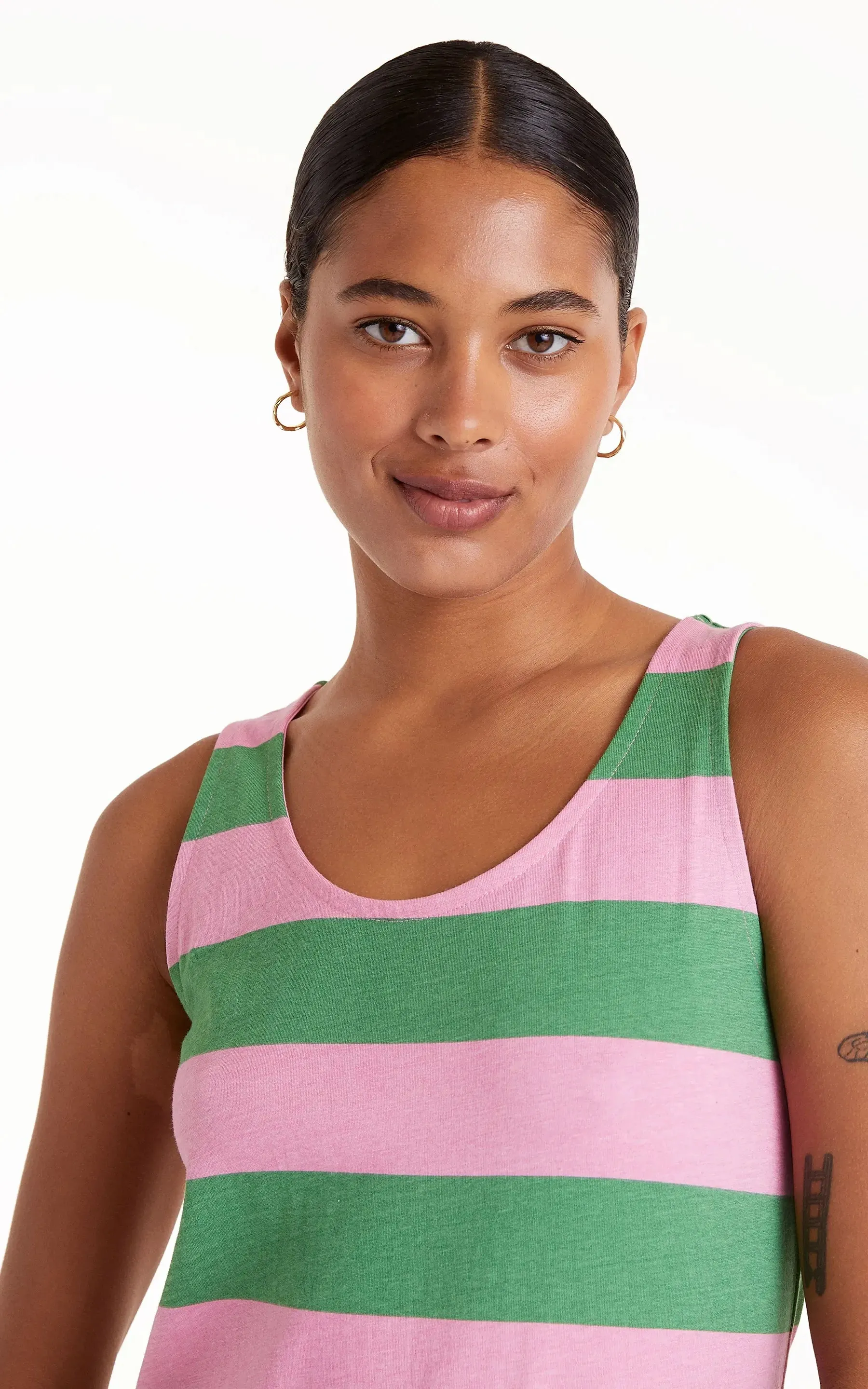 Long Green Striped Dress