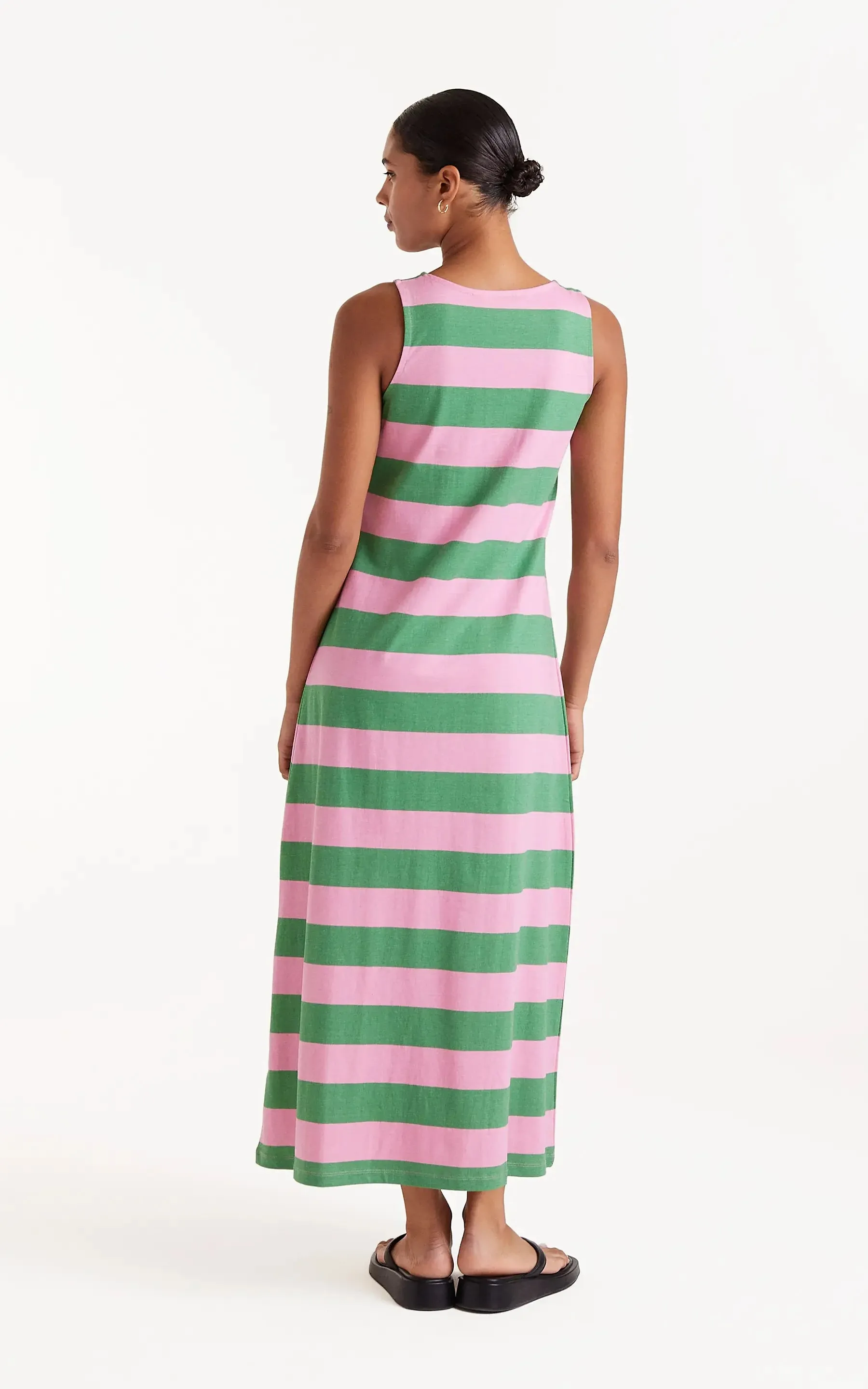 Long Green Striped Dress