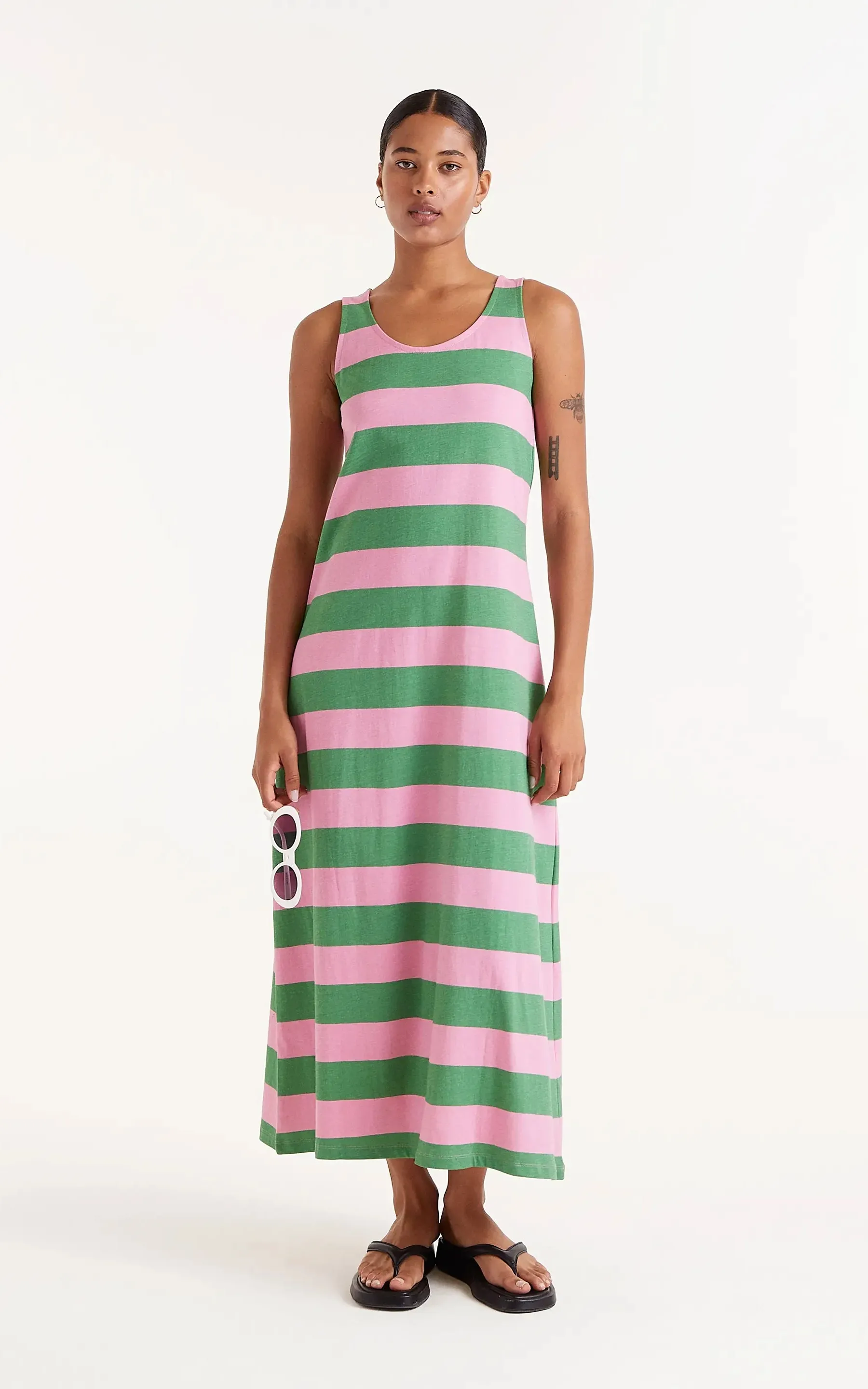 Long Green Striped Dress