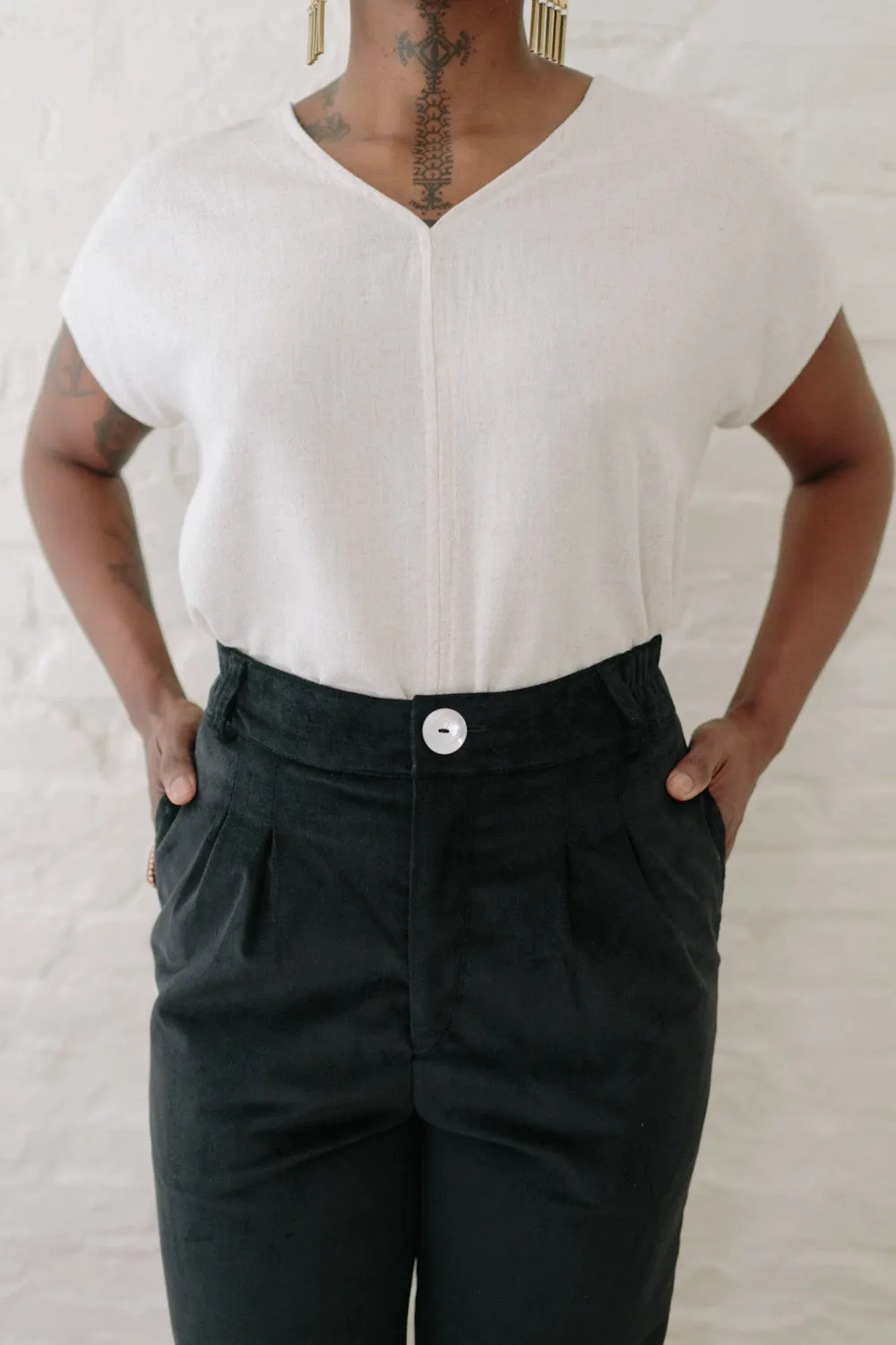 Long Perfect Pant in Black Velvet