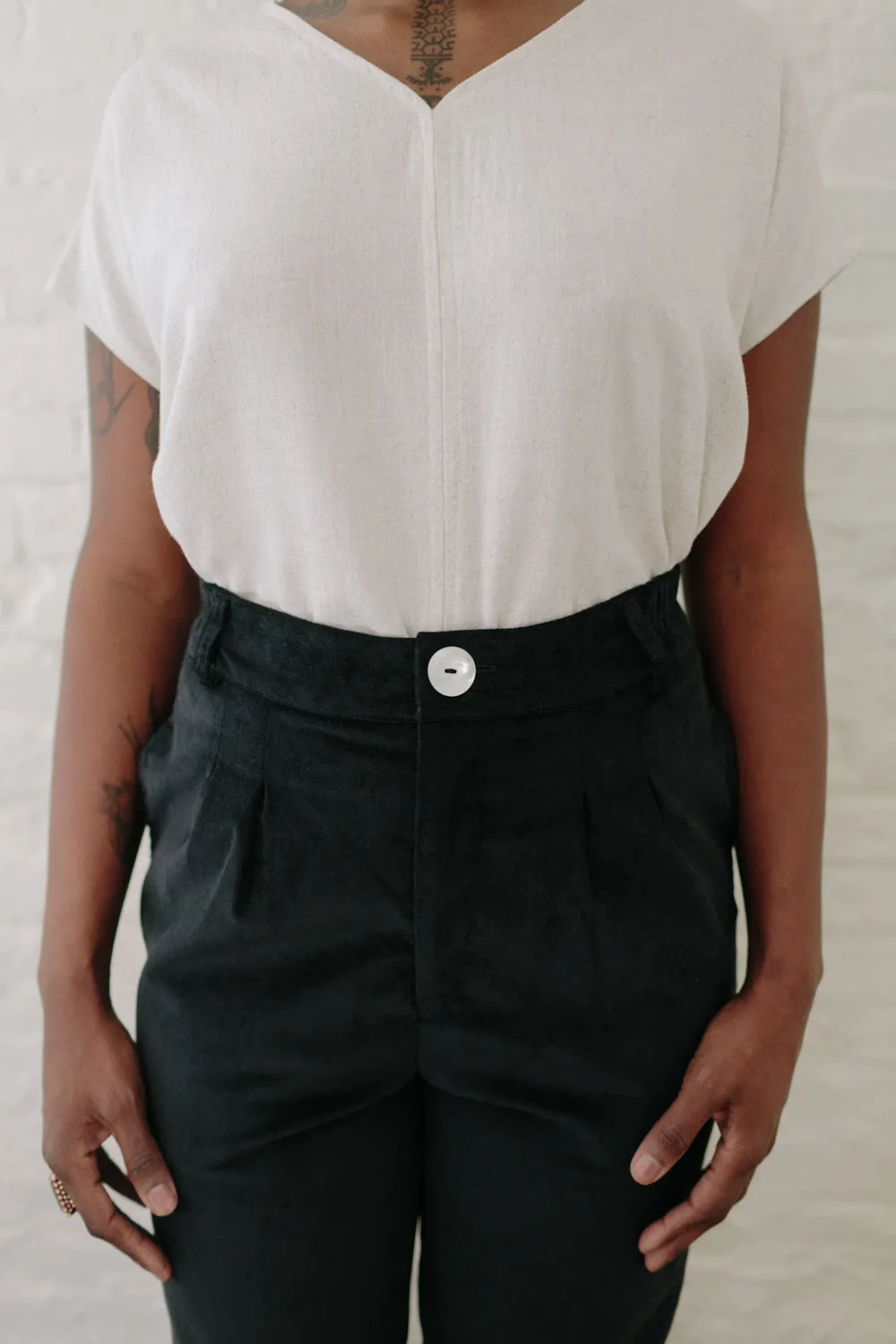 Long Perfect Pant in Black Velvet