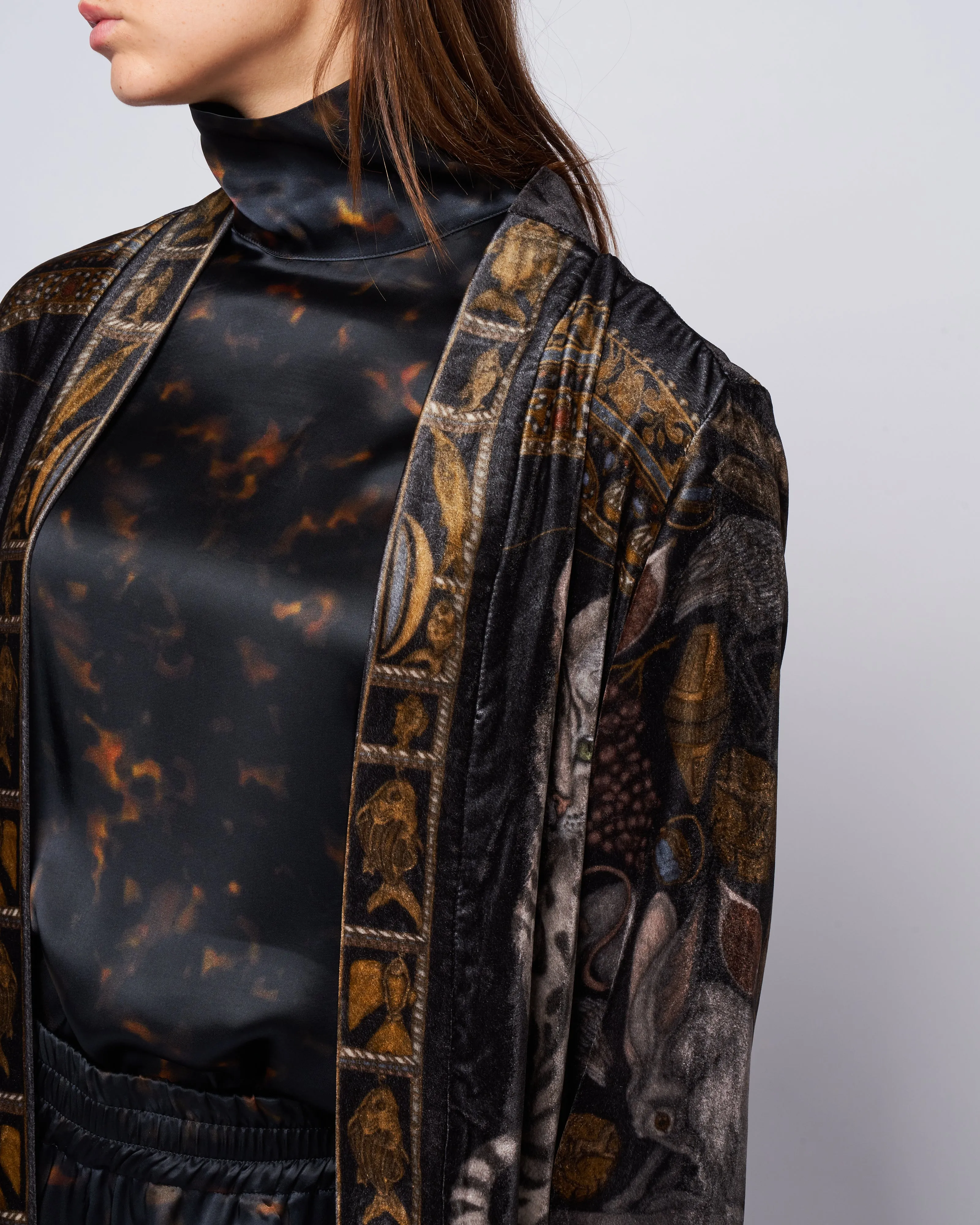 long velvet jacket - onyx/ gold