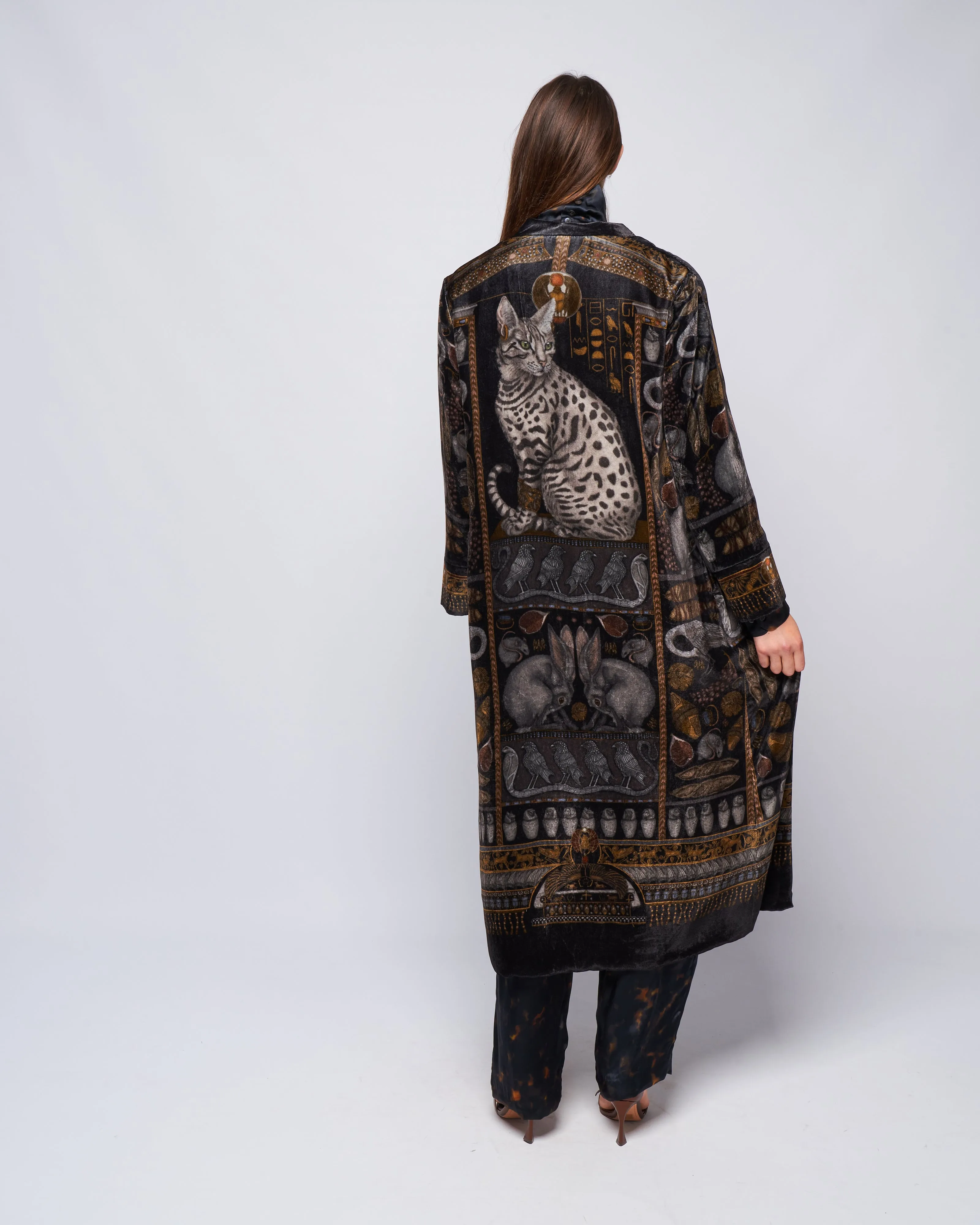 long velvet jacket - onyx/ gold