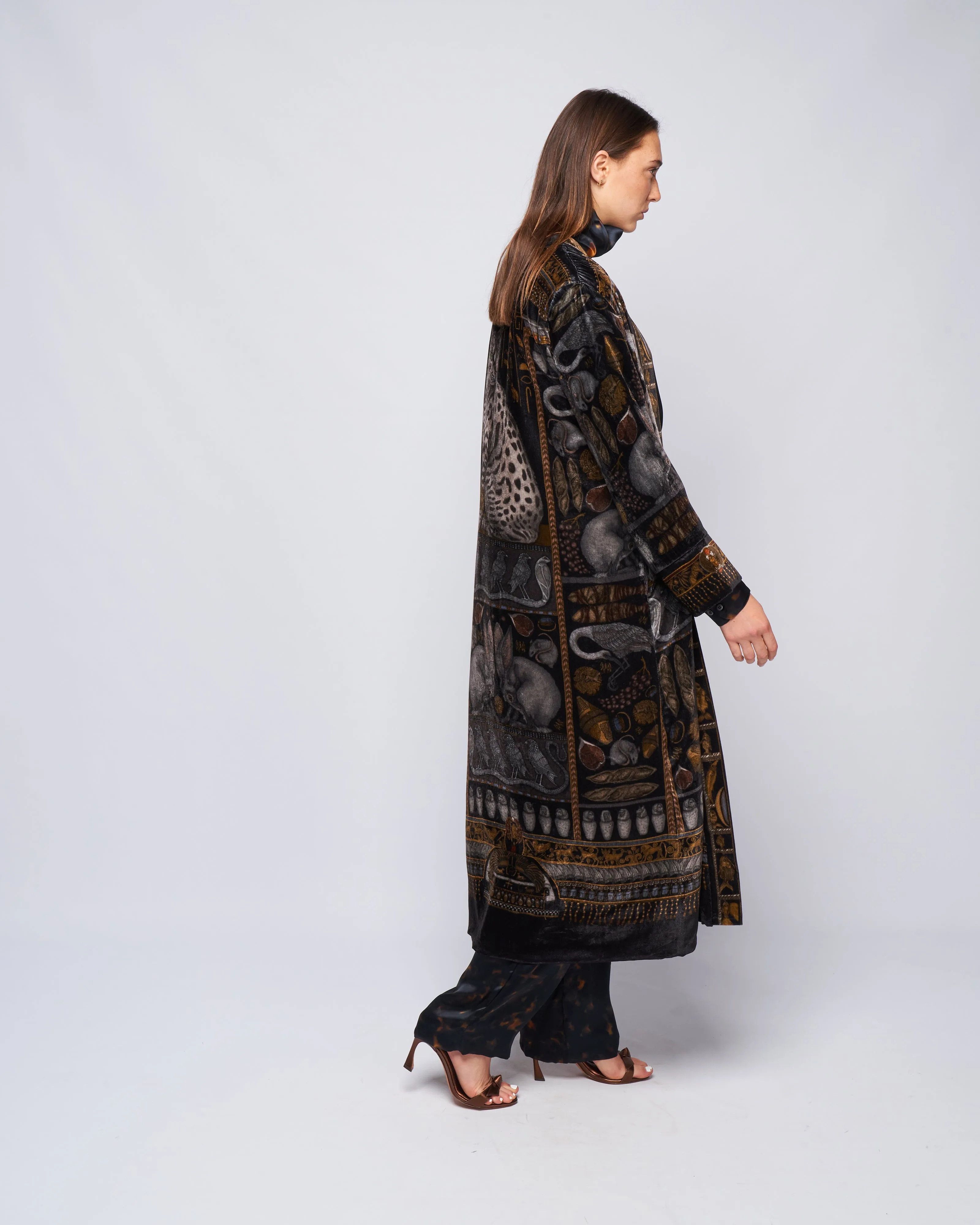 long velvet jacket - onyx/ gold