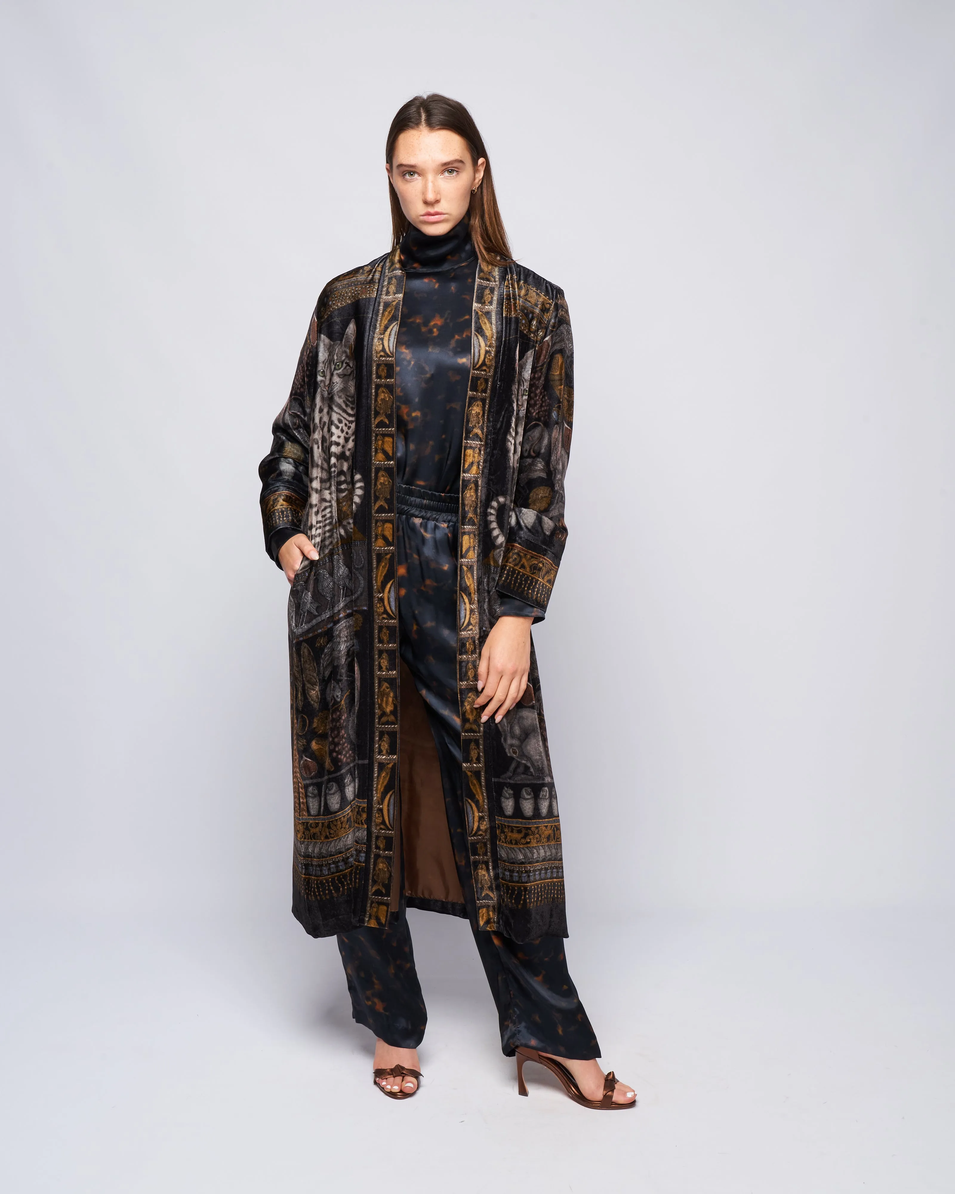 long velvet jacket - onyx/ gold