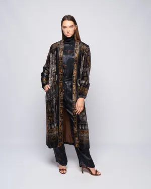 long velvet jacket - onyx/ gold