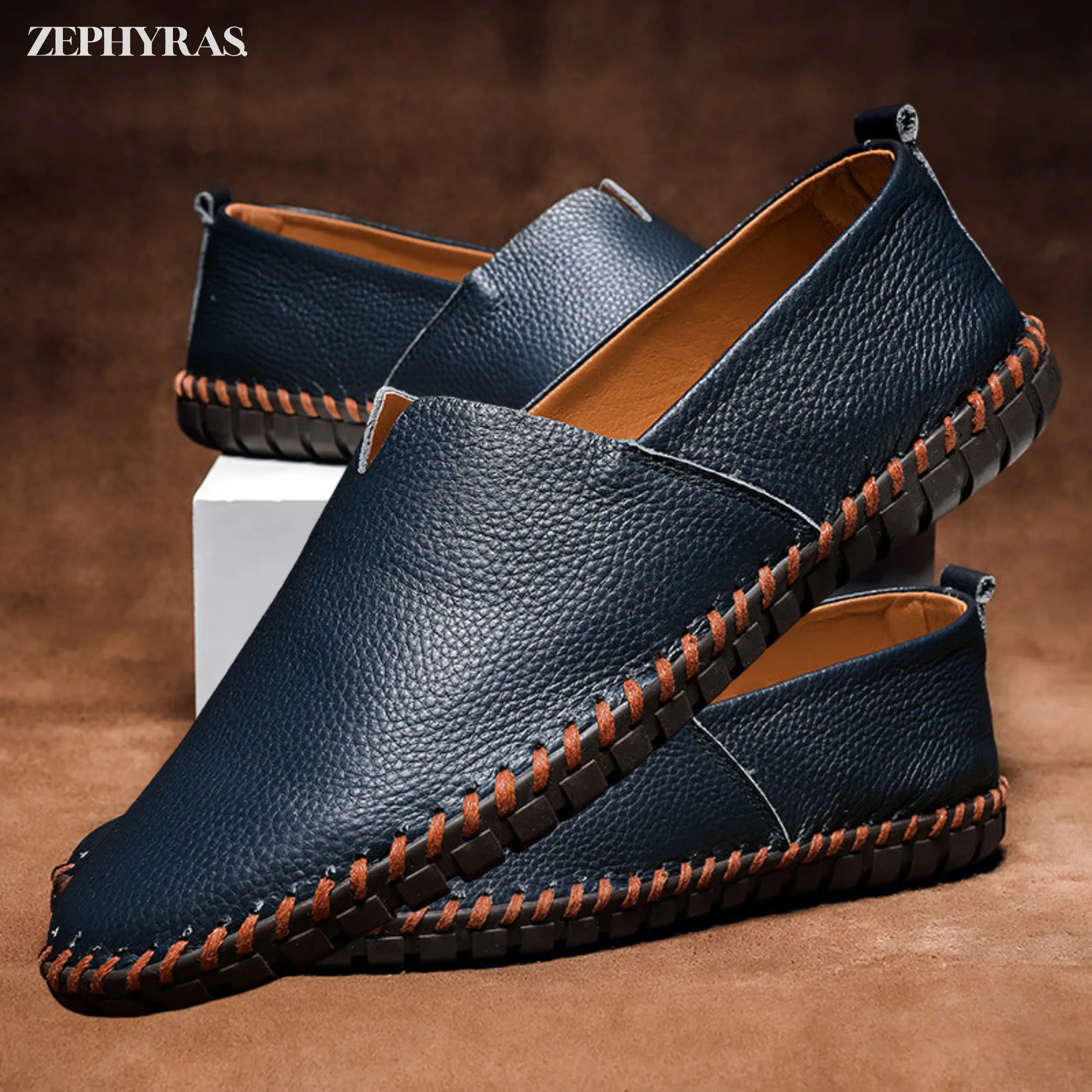 LuxeStride™ | Men's Genuine Leather Slip-On Loafers | Comfortable, Durable, and Stylish Design