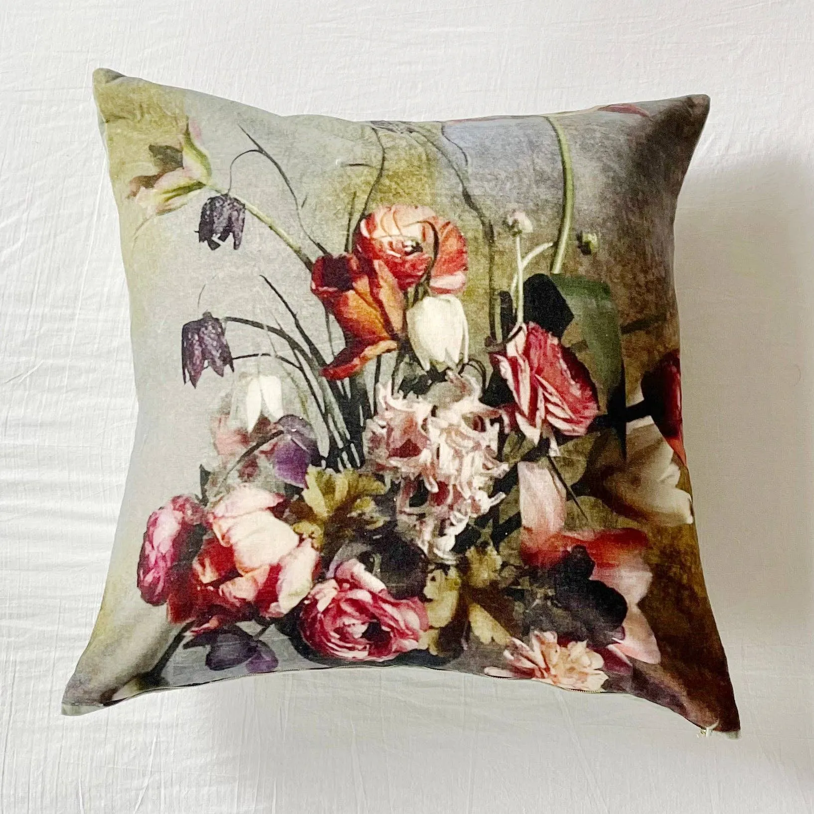 Luxurious Velvet Spring Floral Square Euro Pillow Cover