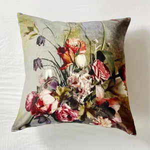 Luxurious Velvet Spring Floral Square Euro Pillow Cover