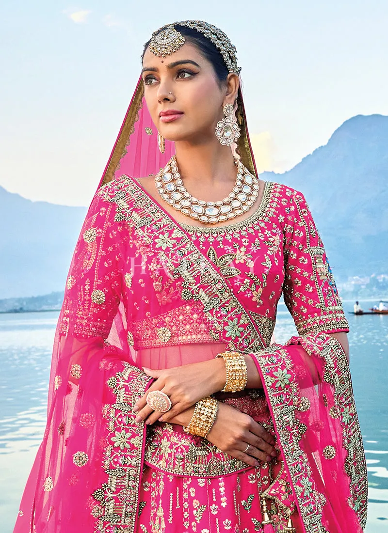 Magenta Multi Traditional Embroidery Bridal Lehenga Choli