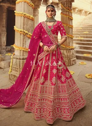 Magenta Zari Embroidered Bridal Lehenga Choli
