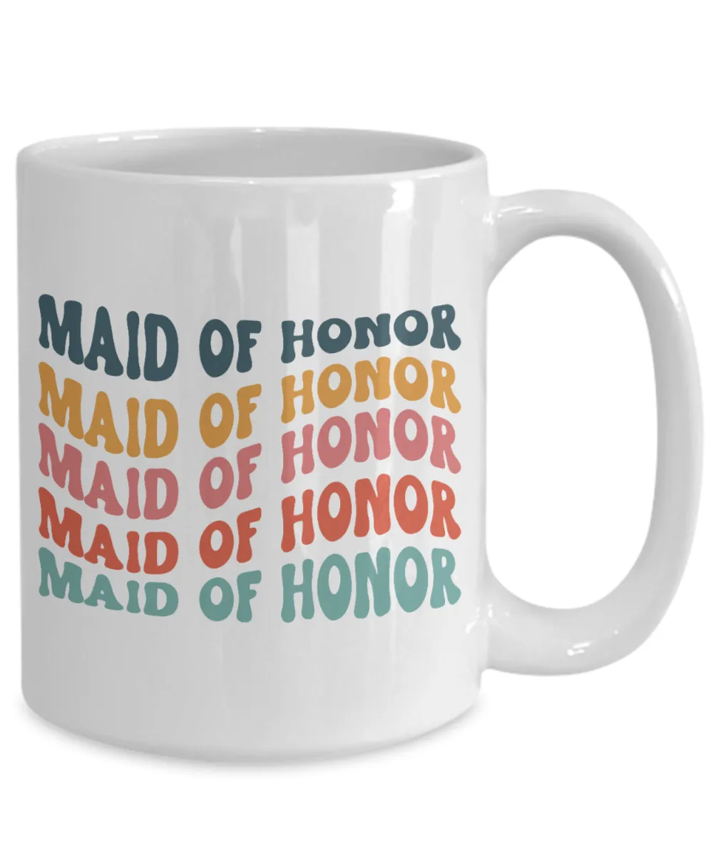 Maid of Honor Mug, MOH Mug, Bridesmaid Mug, Groovy Bachelorette, Groovy Bridesmaid, Retro Bridesmaid Mug, Bridal Party Mugs, Wedding Day, Bridal Party Gifts