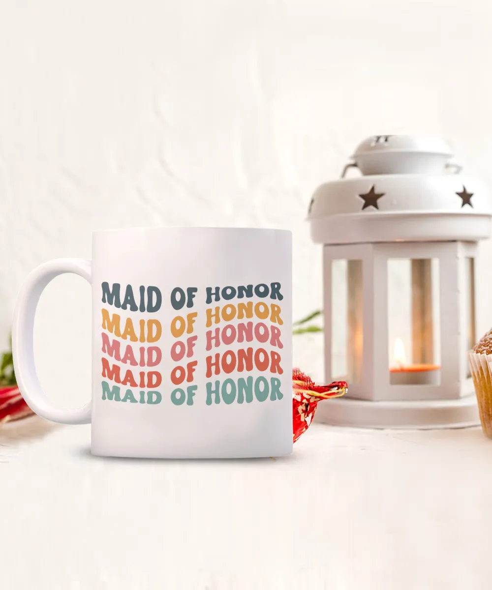 Maid of Honor Mug, MOH Mug, Bridesmaid Mug, Groovy Bachelorette, Groovy Bridesmaid, Retro Bridesmaid Mug, Bridal Party Mugs, Wedding Day, Bridal Party Gifts
