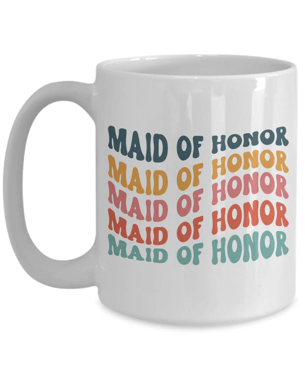 Maid of Honor Mug, MOH Mug, Bridesmaid Mug, Groovy Bachelorette, Groovy Bridesmaid, Retro Bridesmaid Mug, Bridal Party Mugs, Wedding Day, Bridal Party Gifts