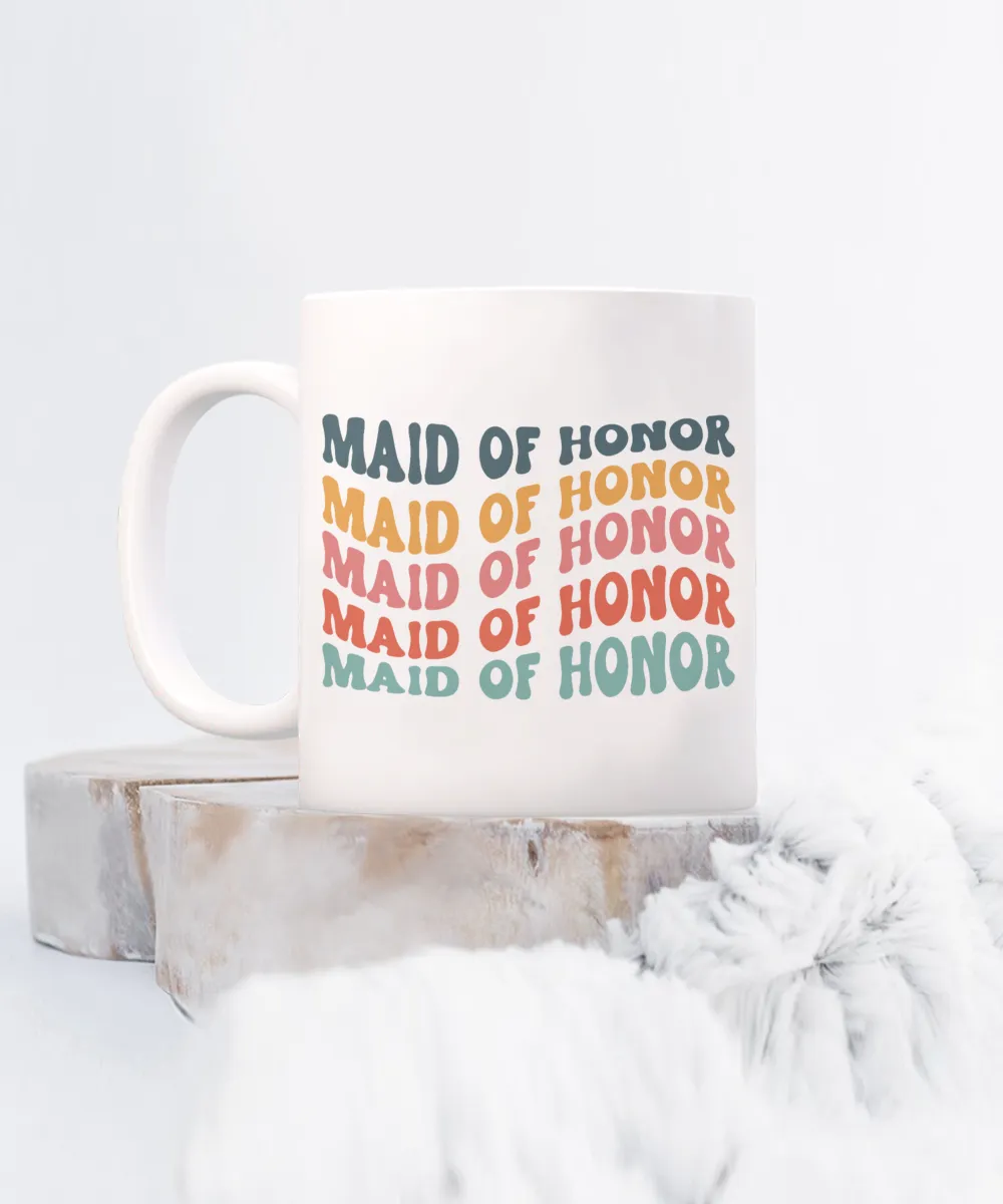 Maid of Honor Mug, MOH Mug, Bridesmaid Mug, Groovy Bachelorette, Groovy Bridesmaid, Retro Bridesmaid Mug, Bridal Party Mugs, Wedding Day, Bridal Party Gifts