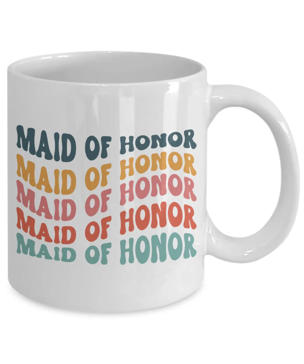Maid of Honor Mug, MOH Mug, Bridesmaid Mug, Groovy Bachelorette, Groovy Bridesmaid, Retro Bridesmaid Mug, Bridal Party Mugs, Wedding Day, Bridal Party Gifts