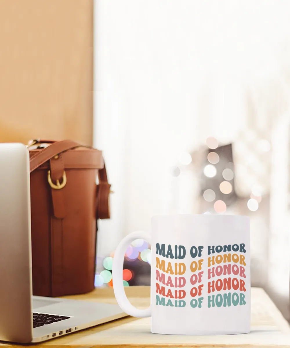 Maid of Honor Mug, MOH Mug, Bridesmaid Mug, Groovy Bachelorette, Groovy Bridesmaid, Retro Bridesmaid Mug, Bridal Party Mugs, Wedding Day, Bridal Party Gifts