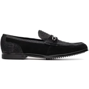 Marco Di Milano Black Hugo Sueded Ostrich Leg Bit Loafers