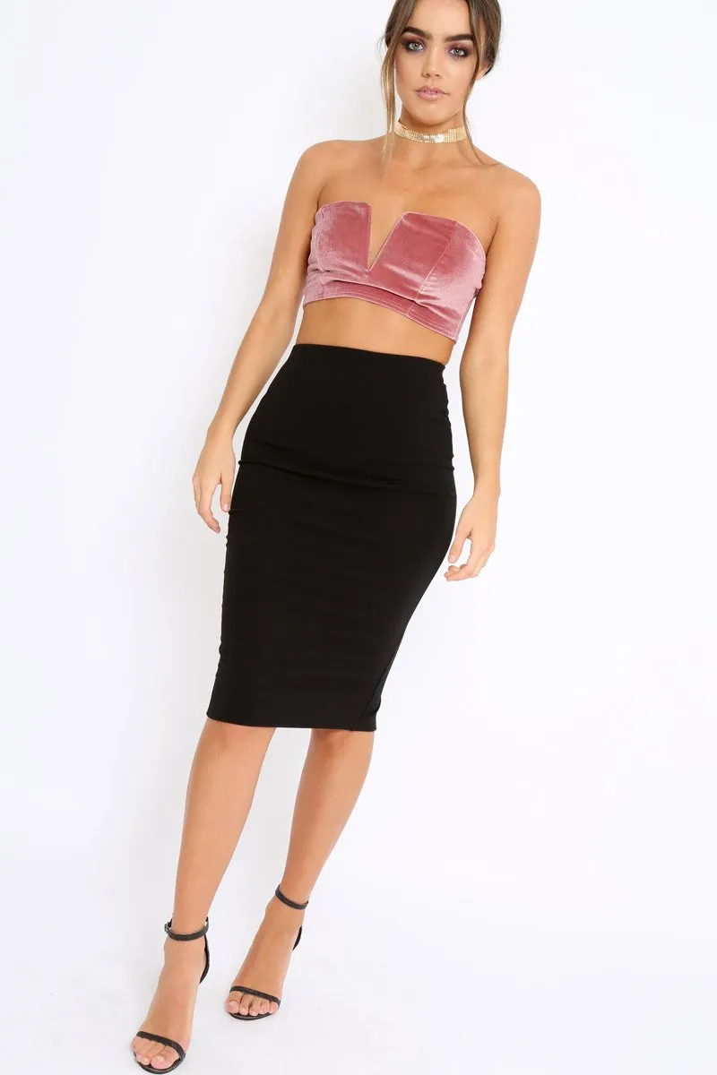 Mauve V Front Velvet Boob Tube - Evelyn