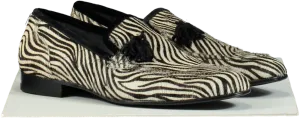 Maximilian Robinson Black and White Zebra Print Pony Skin Loafers UK 10