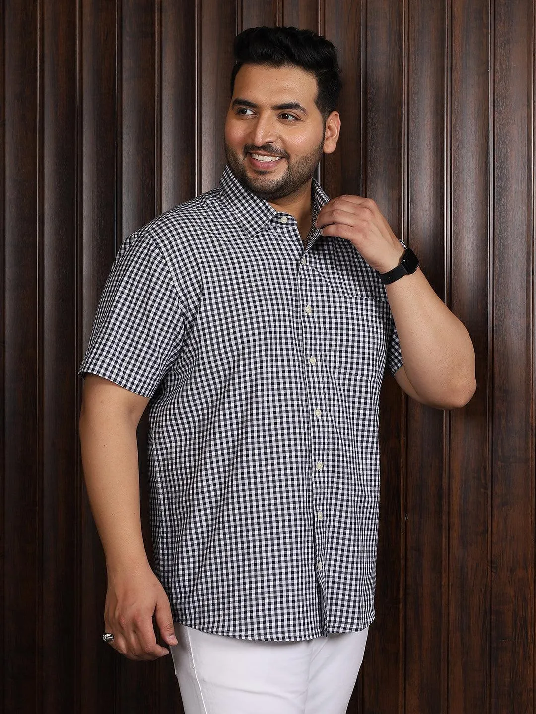 Men Plus Size Lovel Checked Shirt