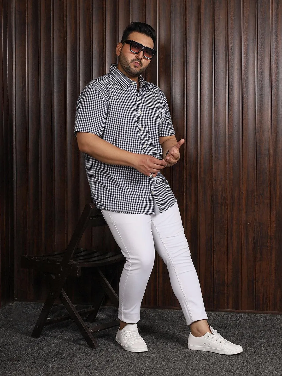 Men Plus Size Lovel Checked Shirt
