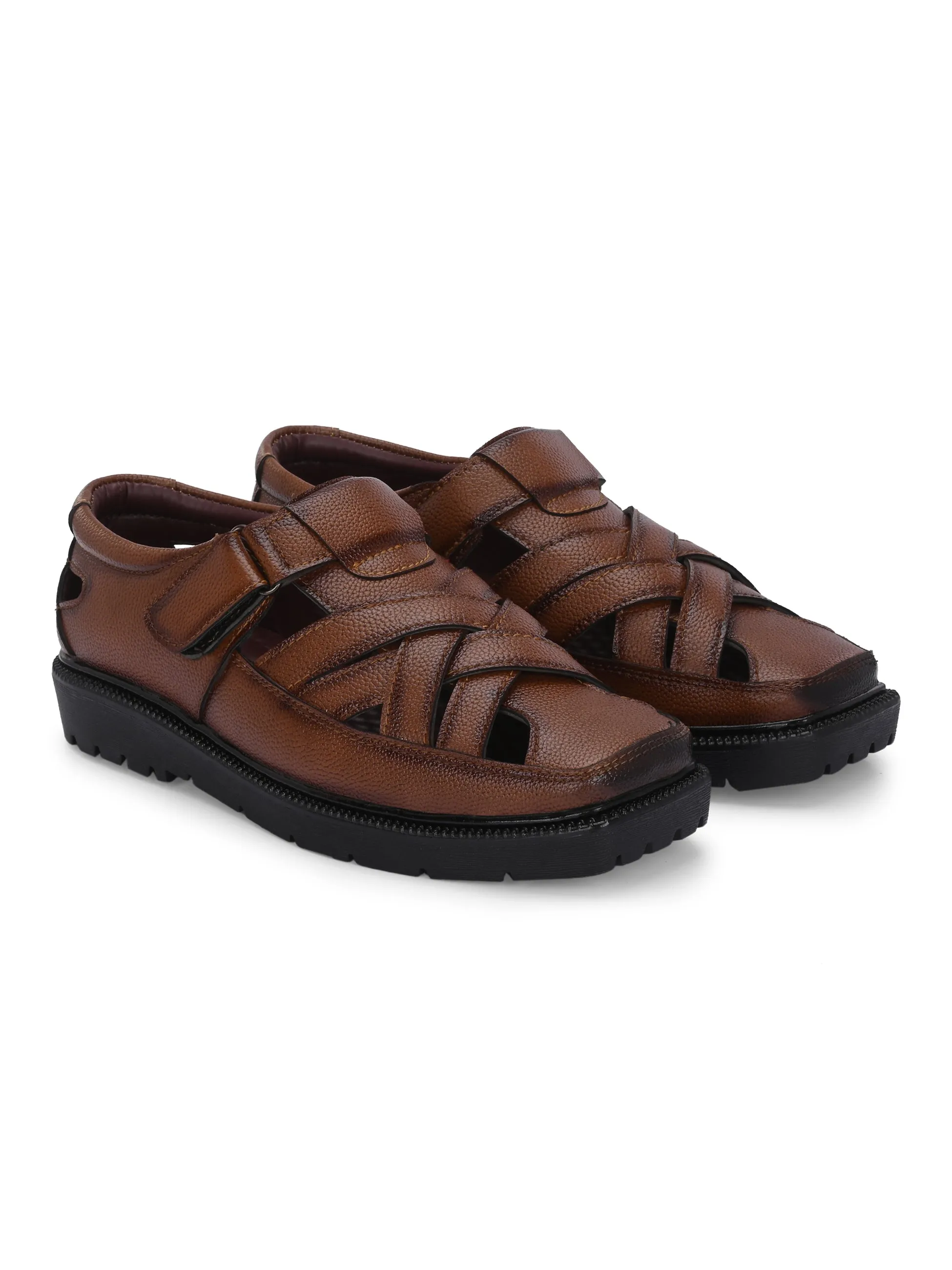 Men Shoe-Style Faux Leather Casual Slip On Sandals