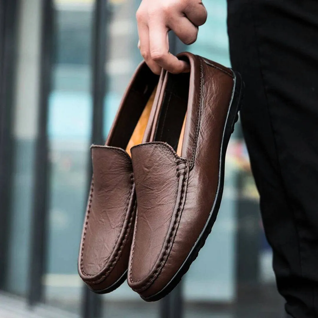 Men’s Elegant Stitch Detail Leather Loafers
