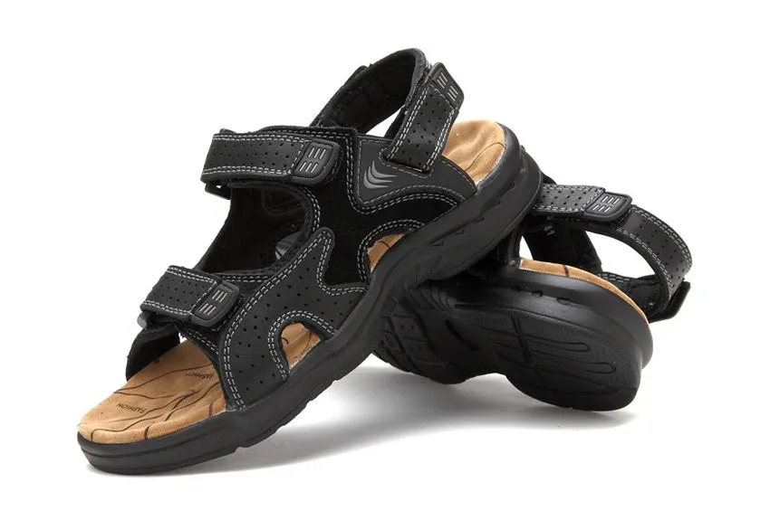 Men'S Sandals Leather Toe Platform Top Layer Cowhide Outdoor Casual Sandals