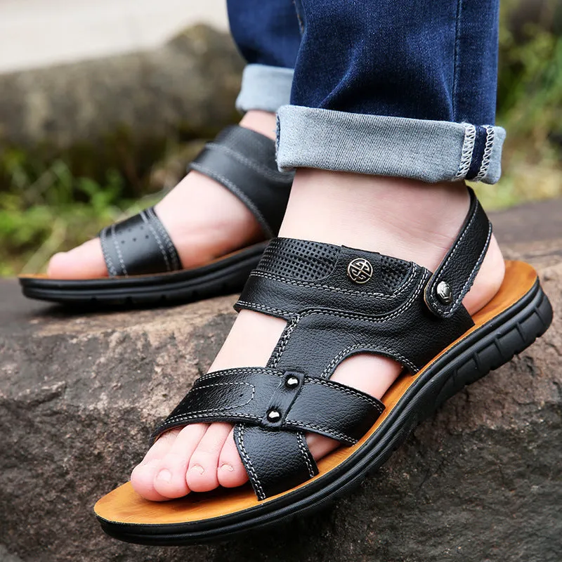 Men's Sandals, Men's Leather Beach Shoes