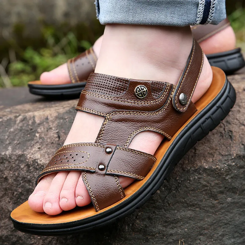 Men's Sandals, Men's Leather Beach Shoes
