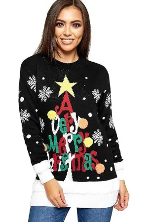 Merry Christmas Snowflake Jumper - Black, Red, Grey