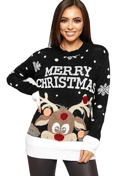 Merry Christmas Snowflake Jumper - Black, Red, Grey