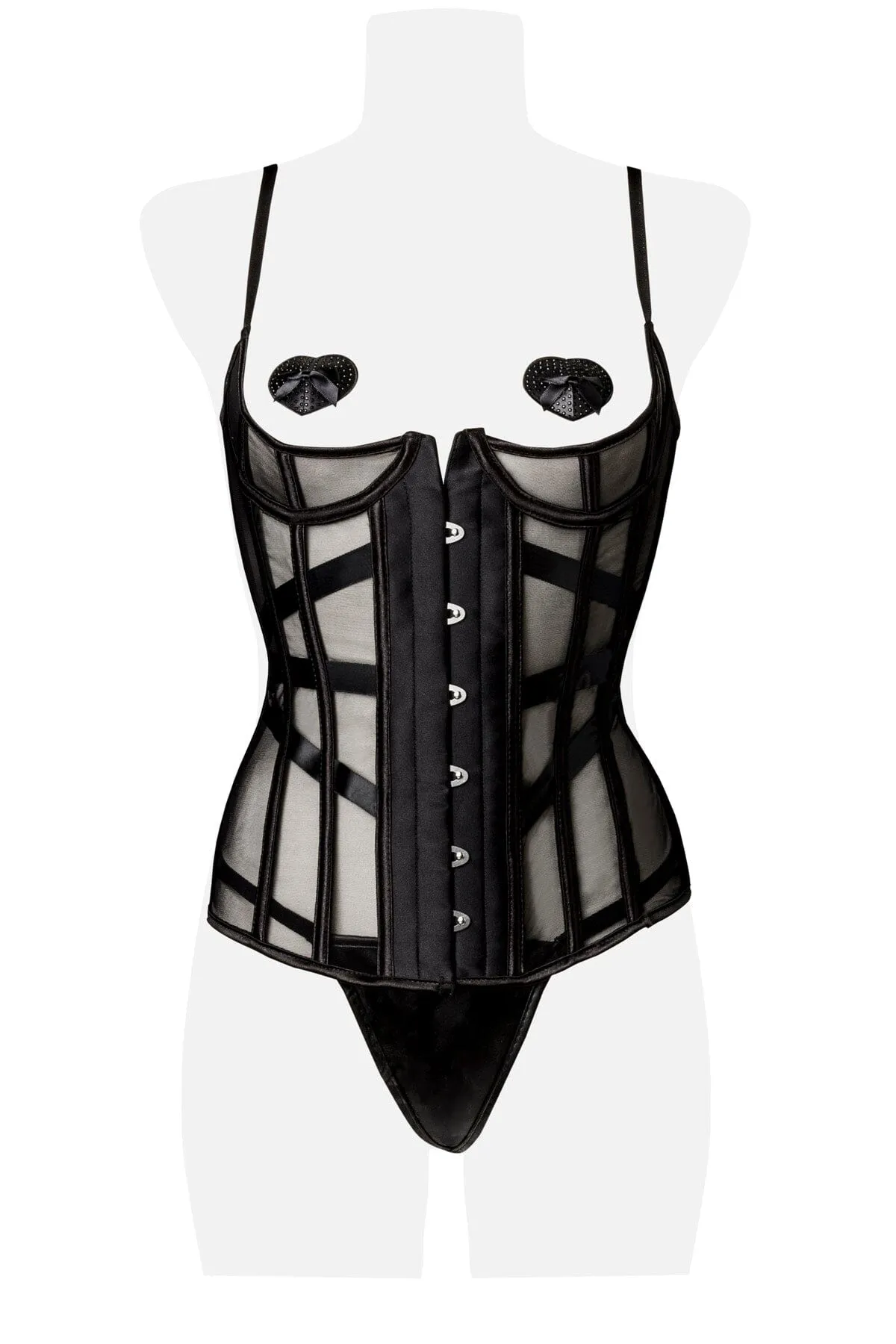 Mesh Underbust 3 Piece Corset Set