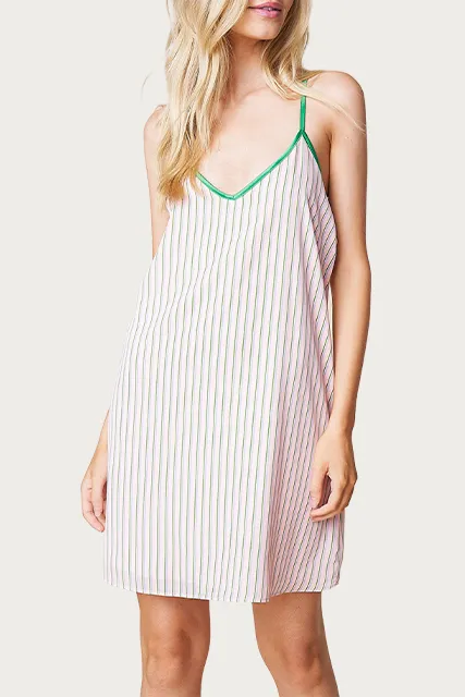 MEXICALI STRIPED SATIN MINI DRESS