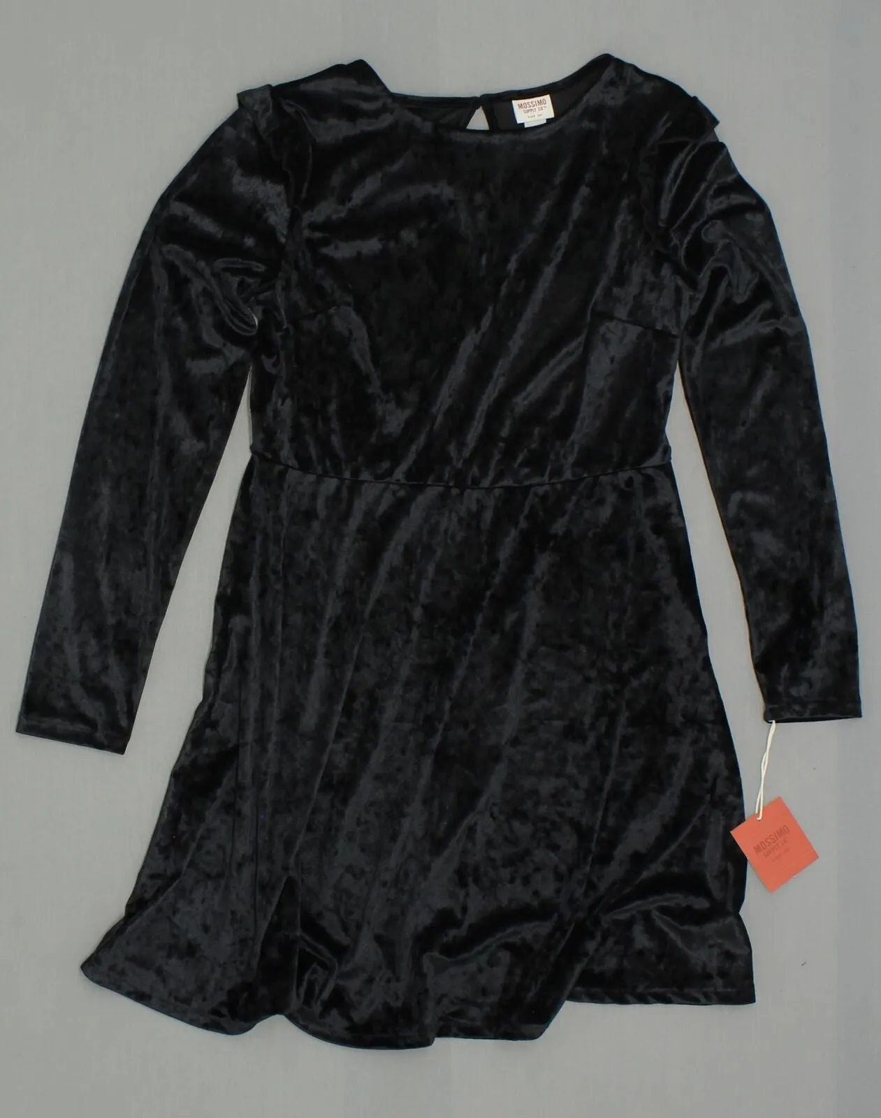Mossimo Women's Velvet Long Sleeve Ruffle Shoulder Fit & Flare Dress