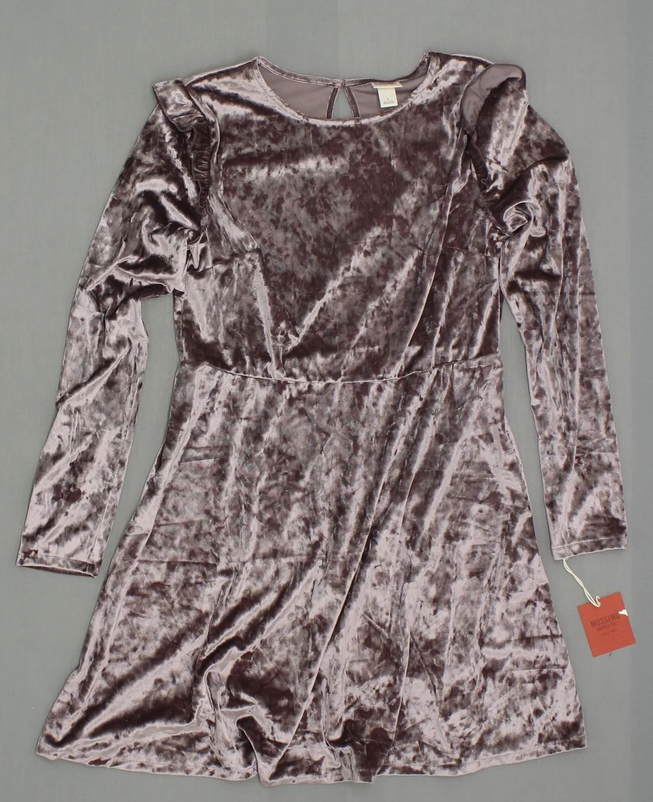 Mossimo Women's Velvet Long Sleeve Ruffle Shoulder Fit & Flare Dress