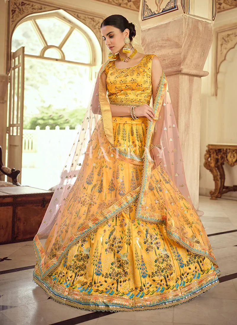 Mustard Multi Embroidered Lehenga Choli