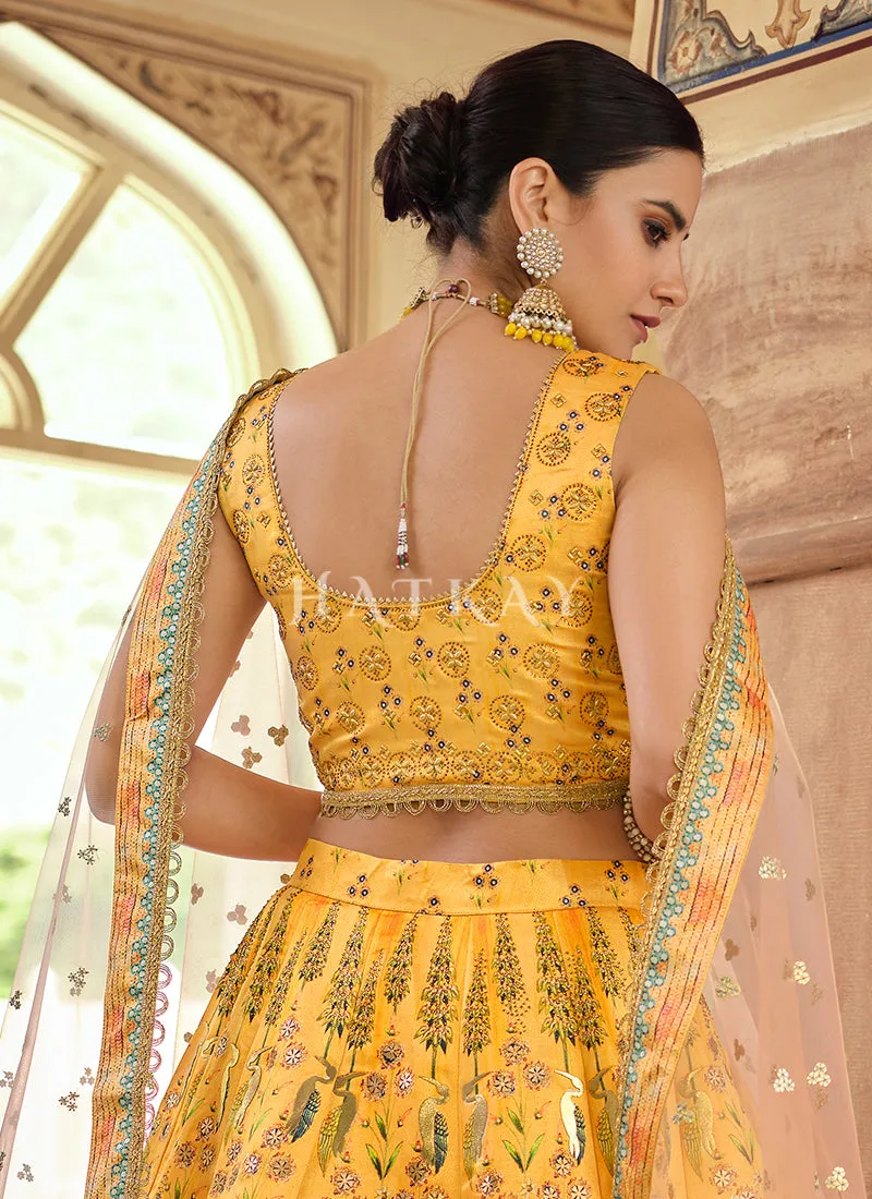 Mustard Multi Embroidered Lehenga Choli
